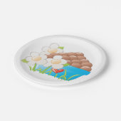 Eier in Blue Bowl mit Blume und Herz Pappteller (Schrägansicht)