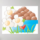 Eier in Blue Bowl mit Blume und Herz Poster (Vorne)