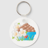 Eier in Blue Bowl mit Blume und Herz Schlüsselanhänger (Vorderseite)