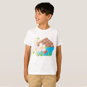 Eier in Blue Bowl mit Blume und Herz T-Shirt (Vorne ganz)