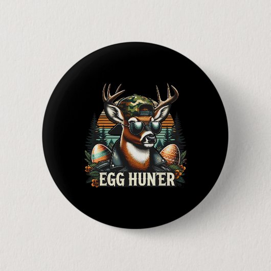 Eier Jäger Hirsch Buck Byckward Cap Hirsch Jagd Ea Button (Vorderseite)