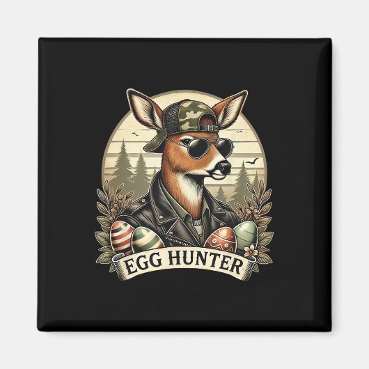 Eier Jäger Hirsch Buck Byckward Cap Hirsch Jagd Ea Magnet (Vorne)