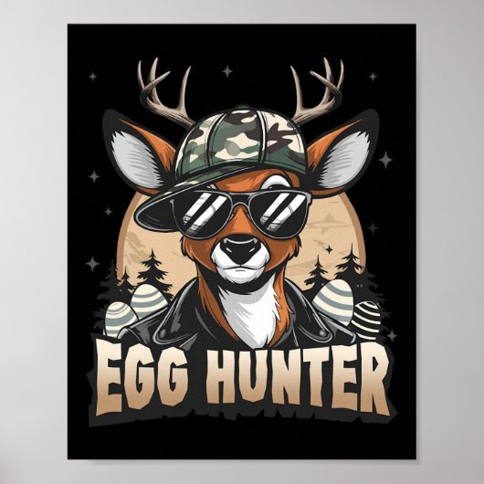 Eier Jäger Hirsch Buck Byckward Cap Hirsch Jagd Ea Poster (Vorne)