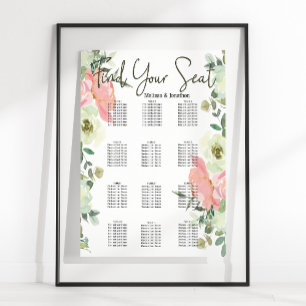 Eier-Schale und Rosafarbenes Blumen-Hochzeits-Sitz Poster