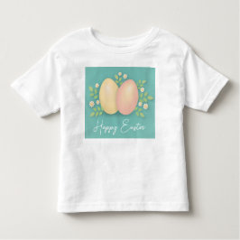 Eier und Blume aus blauem Rosa und Gelb Kleinkind T-shirt