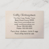 Eier von Schwarzhühnern Visitenkarte (Rückseite)