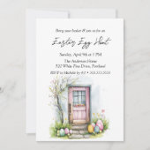 Eier vor der Tür Ostereier jagen Einladung (Vorderseite)