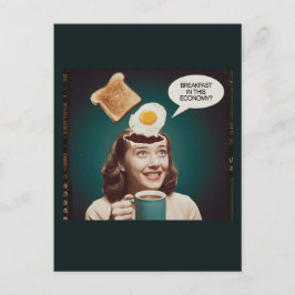 Eier zum Frühstück in dieser Wirtschaft Retro Frau Postkarte