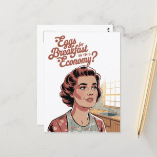 Eier zum Frühstück in dieser Wirtschaft Retro Frau Postkarte