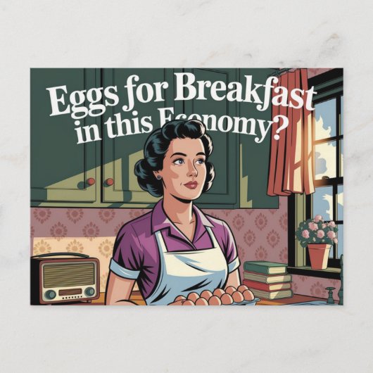 Eier zum Frühstück in dieser Wirtschaft Retro Küch Postkarte (Vorderseite)