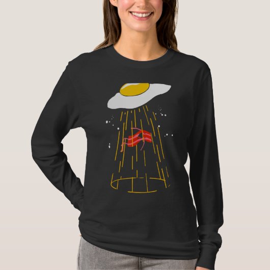 Eierabduktion Bacon Ufo Alien Frühstück Essen T-Shirt (Vorderseite)
