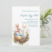 Eierbüsche in der Vogelnest-Ostereierjagd Einladung (Stehend Vorderseite)