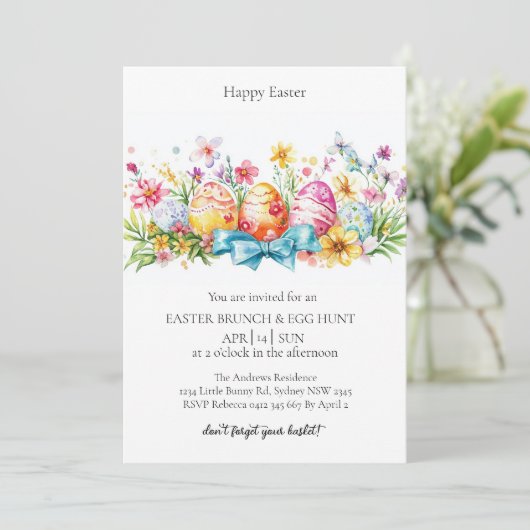 Eierdekoration und Eijagd Einladung (Stehend Vorderseite)