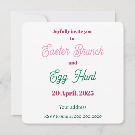 Eierjagd. Einladung (Rückseite)