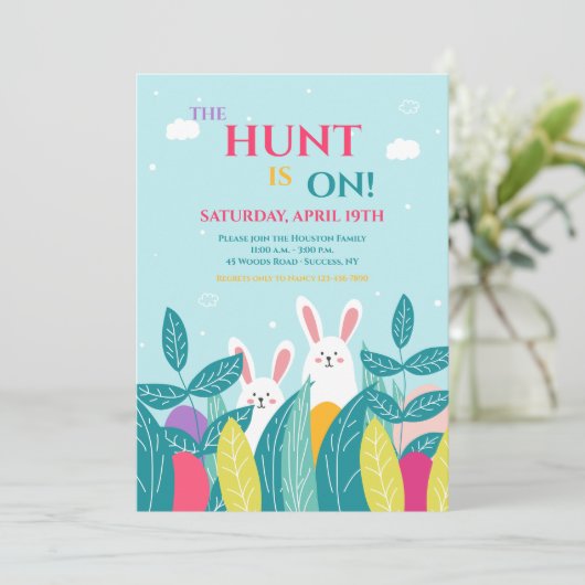 Eierjagd Ostern Einladung (Stehend Vorderseite)