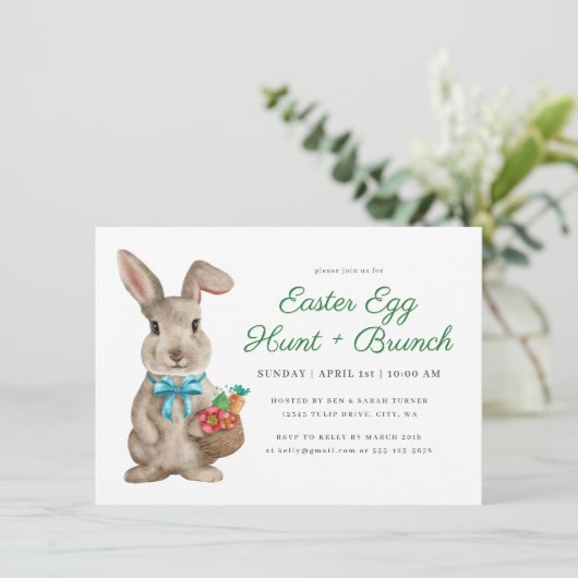 Eierjagd und Brunch Einladung (Stehend Vorderseite)