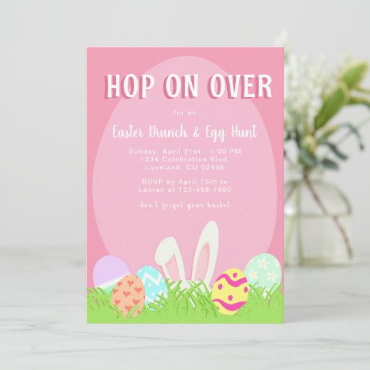 Eierjagd und Osterbrunch Einladung (Stehend Vorderseite)