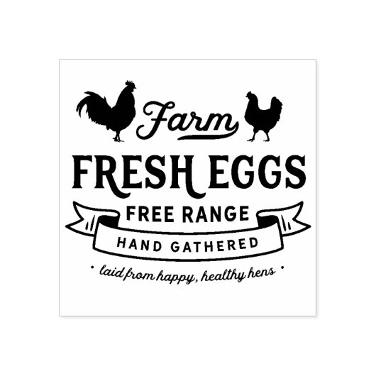 Eierkarton-Briefmarke - Frische Eier Gummistempel (Prägung)