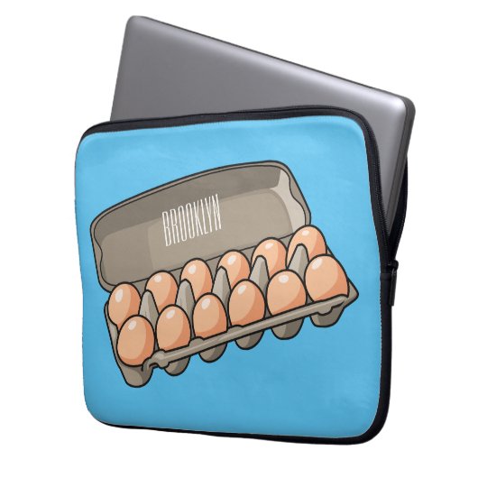 Eierkarton-Cartoon Laptopschutzhülle (Vorderseite Links)