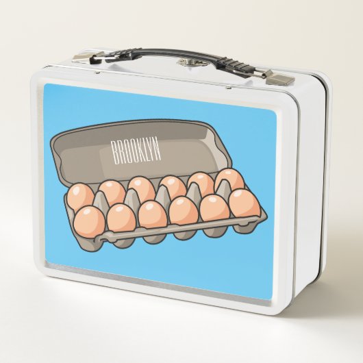 Eierkarton-Cartoon Metall Brotdose (Rückseite)