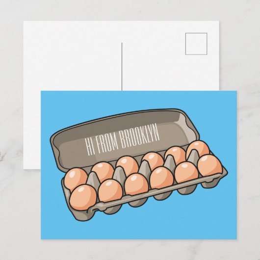 Eierkarton-Cartoon Postkarte (Vorne/Hinten)