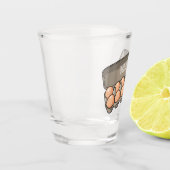 Eierkarton-Cartoon Schnapsglas (Links)