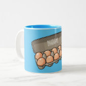 Eierkarton-Cartoon Zweifarbige Tasse (Vorderseite Links)