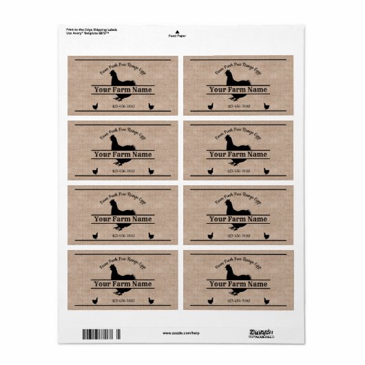 Eierkarton-Etikett Burlap-Hühnerfarm (Vorne)