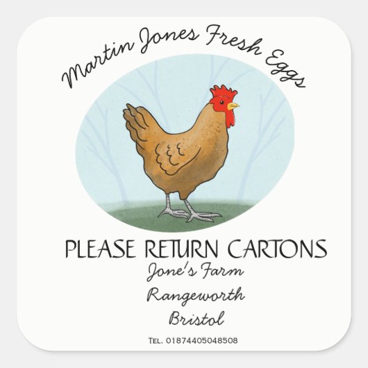 Eierkarton Etikett Eierbox anpassen Quadratischer Aufkleber (Vorderseite)