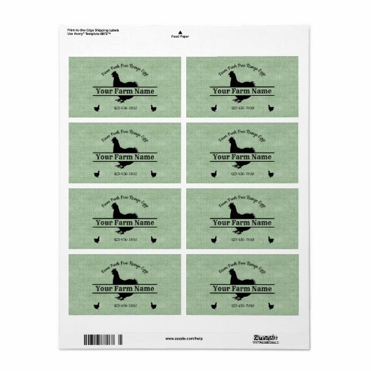 Eierkarton-Etikett Hühnerfarm Grüne Burlap (Vorne)