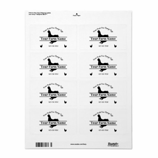 Eierkarton-Etikett Hühnerfarm Split Monogramm (Vorne)