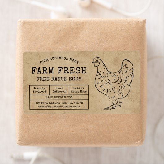 Eierkarton-Etikett Rustikale Hühnerillustration (Insitu)