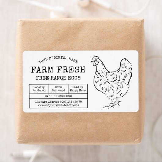 Eierkarton-Etikett Rustikale Hühnerillustration (Insitu)