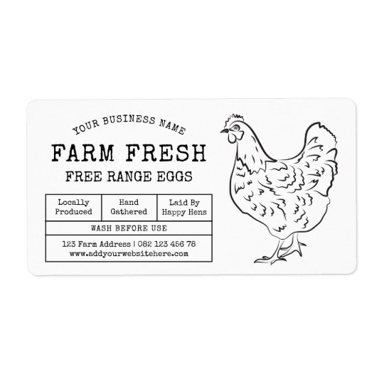Eierkarton-Etikett Rustikale Hühnerillustration (Vorne)