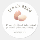 Eierkarton-Etikett Ungewaschene Informationen zum  Runder Aufkleber (Vorderseite)