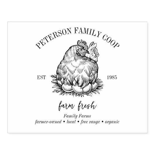 Eierkarton | Familienbetrieb Hühnerhühner Frisch B Gummistempel (Prägung)