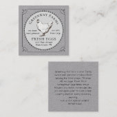 Eierkarton, grau Landwirtschaft Frischeier mit Vin Quadratische Visitenkarte (Vorne/Hinten)