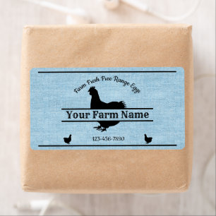 Eierkarton Label Blue Burlap Hühnerfarm