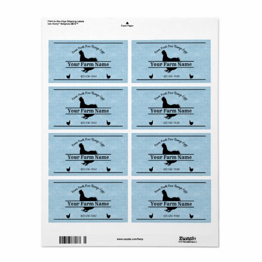 Eierkarton Label Blue Burlap Hühnerfarm (Vorne)