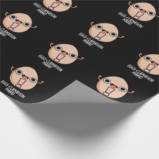 Eierklamation Mark Funny Egg Pun Dark BG Geschenkpapier (Ecke)