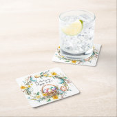 Eierkorb mit dekorativen Eiern I Blumenoster Rechteckiger Pappuntersetzer (Vor Ort)