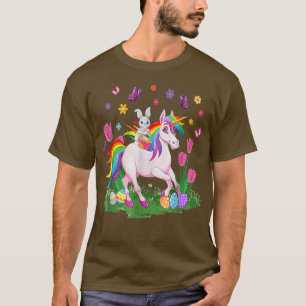 Eierkörbchen Kaninchen Reiten Einhorn Happy Ostert T-Shirt