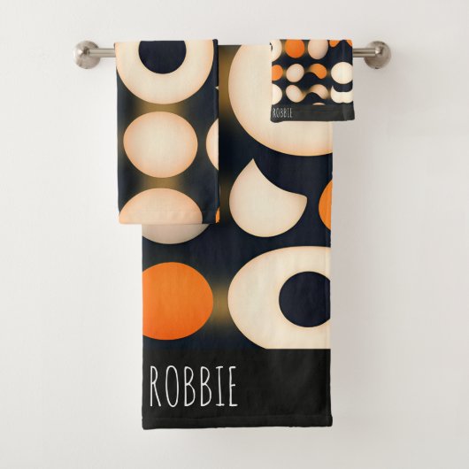 Eierkreise Orange Abstrakte Muster Badhandtuch Set (Insitu)