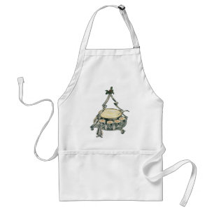 Eierpunsch in einer Vintage-Weihnachtsbaum-Punschs Schürze