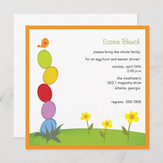 Eiersäule - Einladungen zu Ostern (Vorne/Hinten)