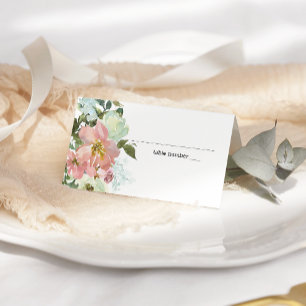 Eierschale und Rosé-Blumen-Hochzeitsplatzkarte Platzkarte