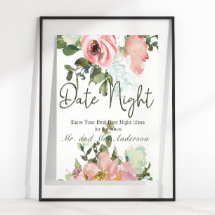 Eierschale und Rosé Elegantes Blumendesign für den Poster