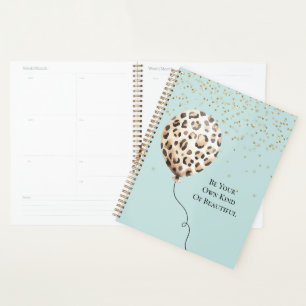 Eierschalen Blau Leopardendruck Ballon Gold Konfet Planer