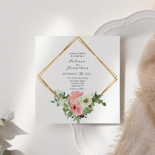 Eierschalen- und Rosafarbene Blumeneinladung zur H