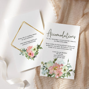 Eierschalen- und Rosafarbenes Blumen-Hochzeitseinl Begleitkarte